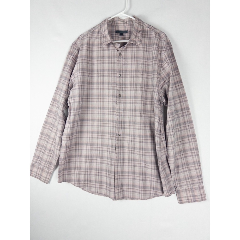 John Varvatos Shirt Mens 2XL Plaid Button Up Long Sleeve Casual Cotton Colorful